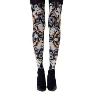 Zohara Floral Tights Abstract Print Women Blackgrey